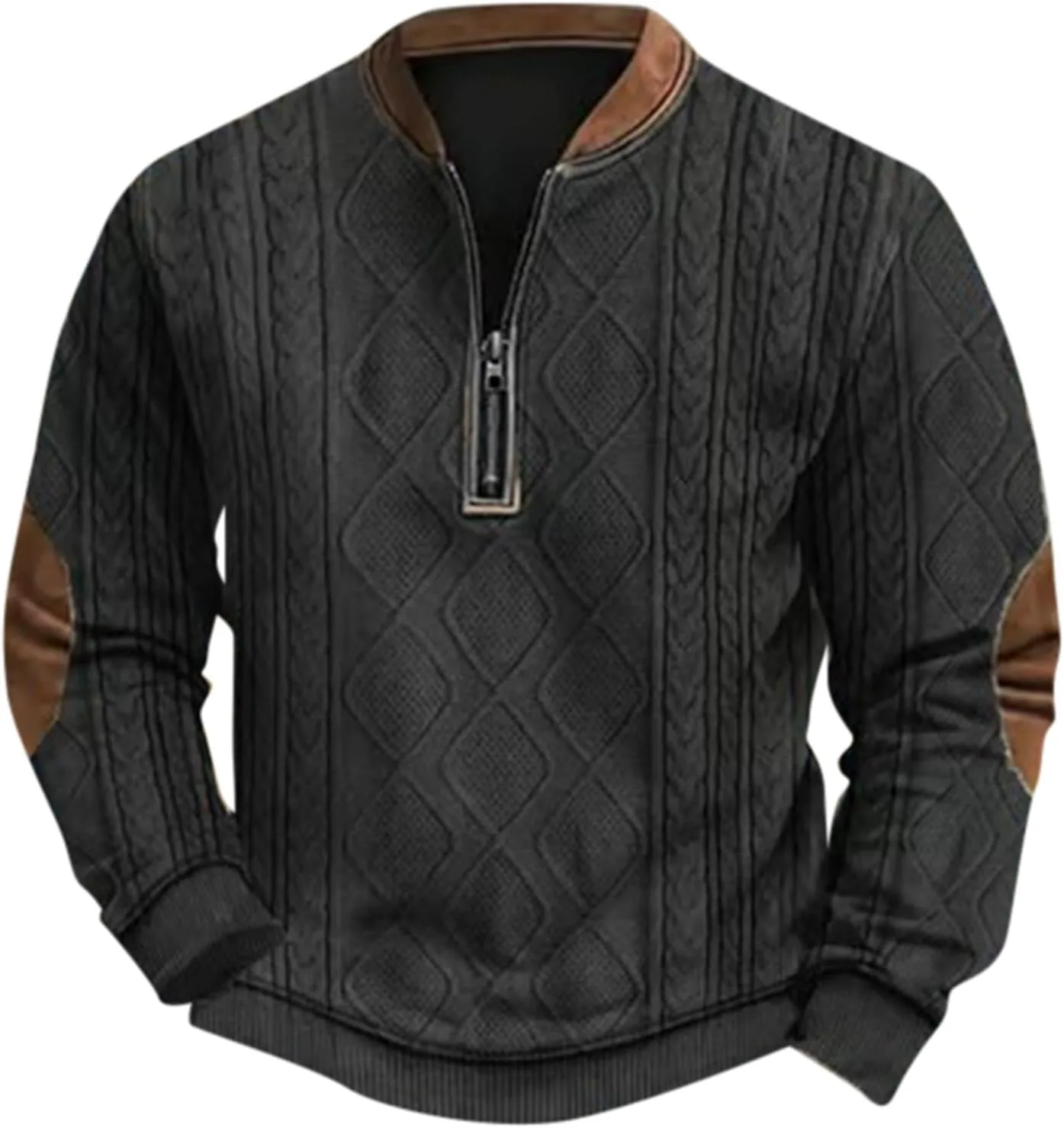 

Мужской свитер с молнией и принтом