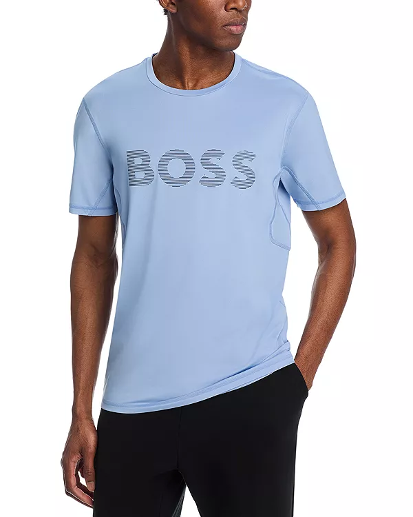 Облегающая спортивная футболка с логотипом Boss, синий