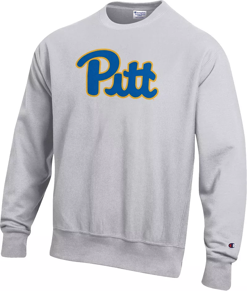 

Мужская серая толстовка с круглым вырезом с обратным переплетением Champion Pitt Panthers