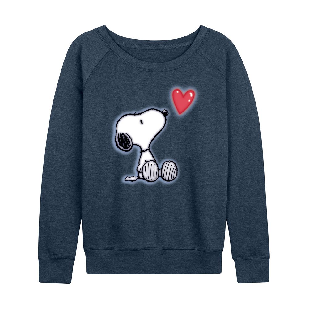 

Женский легкий свитшот из френч терри Peanuts Snoopy Heart Licensed Character, цвет Heather Indigo Blue