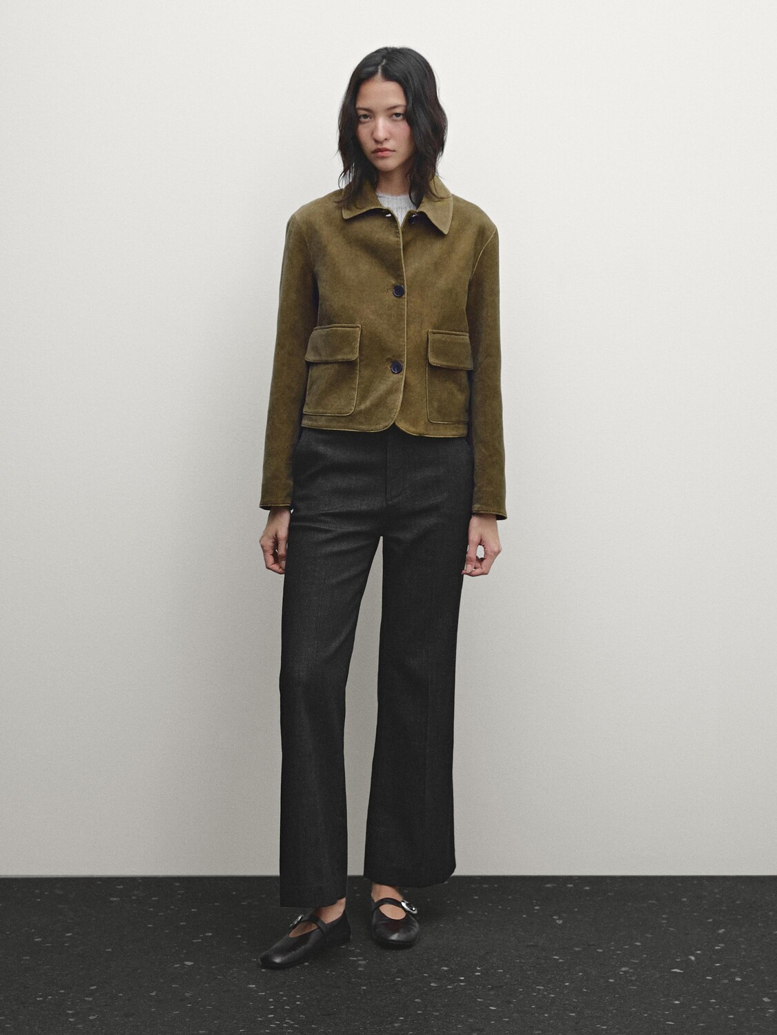 

Пиджак из 100% хлопкового бархата Massimo Dutti, зеленый
