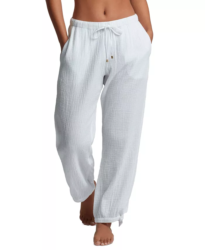 

Женские хлопковые брюки на резинке Lauren Ralph Lauren, белый