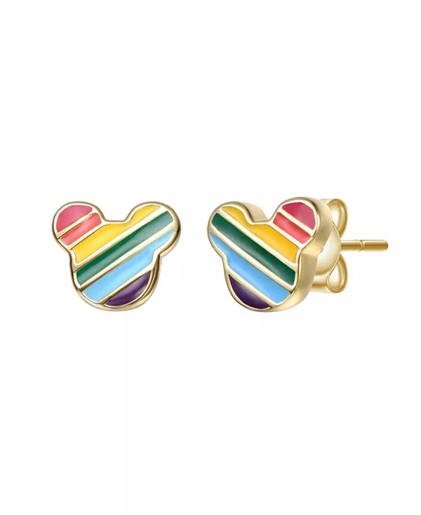 

Детские серьги-гвоздики с разноцветной эмалью и изображением Микки Мауса в виде радуги, покрытые 14-каратным золотом Gigigirl, multi-colored