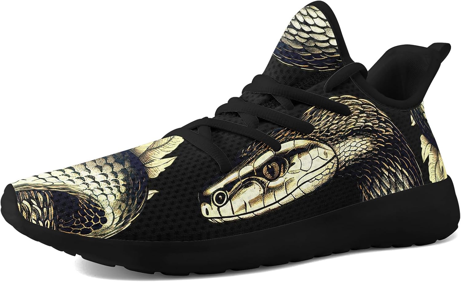 

Мужские кроссовки с принтом змея и цветами - легкие дышащие беговые обувь, стильные спортивные повседневные кроссовки для ходьбы Coolcustomize, серый