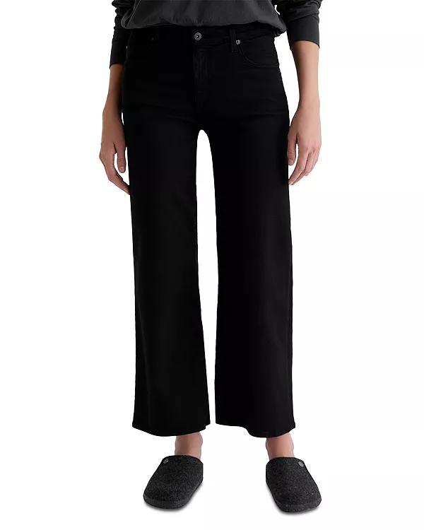 

Укороченные джинсы Saige со средней посадкой и широкими штанинами, суперчерного цвета. Ag, черный