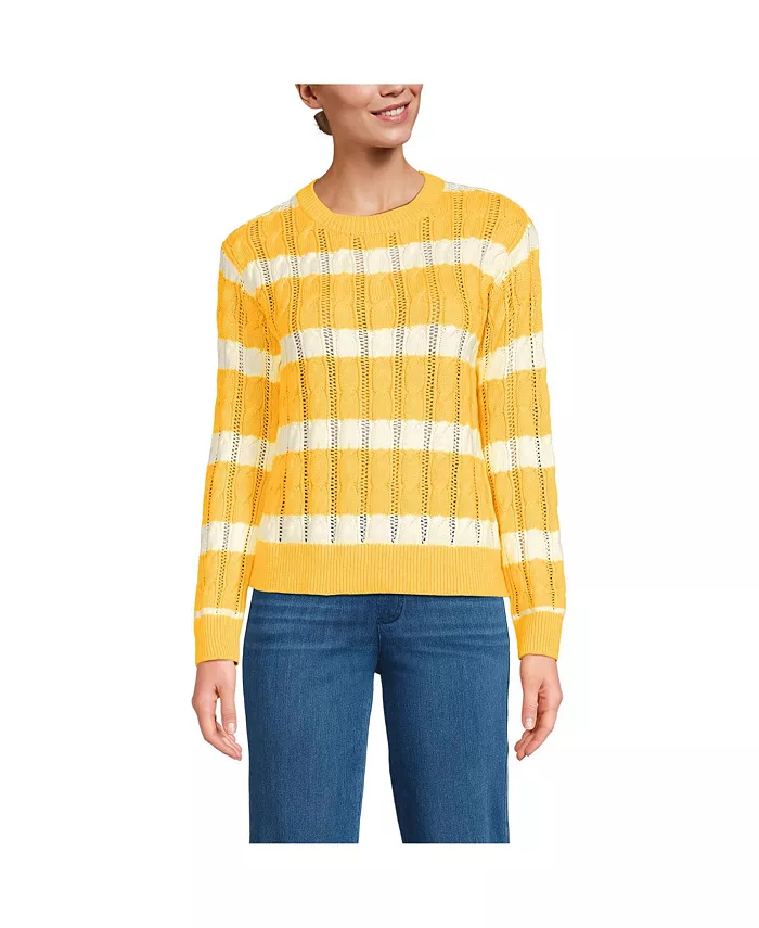 

Женский свитер Drifter Cable Pointelle Stitch Lands' End, желтый