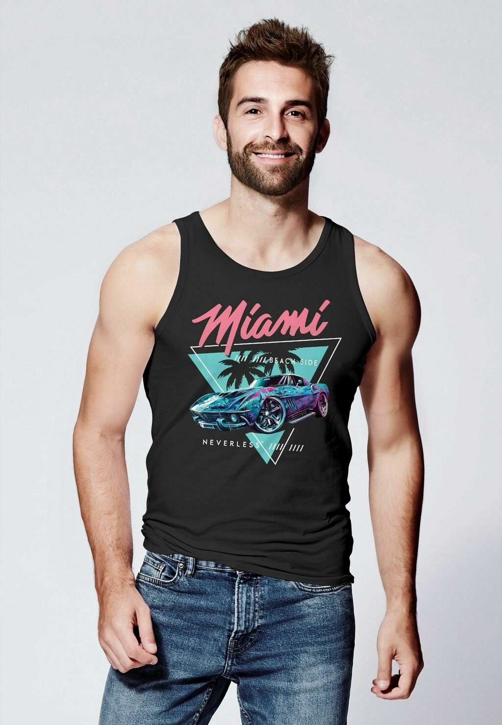 

Топ TANK-BEDRUCKT MIAMI BEACH SURFING MOTIV USA RETRO AUT Neverless, цвет schwarz