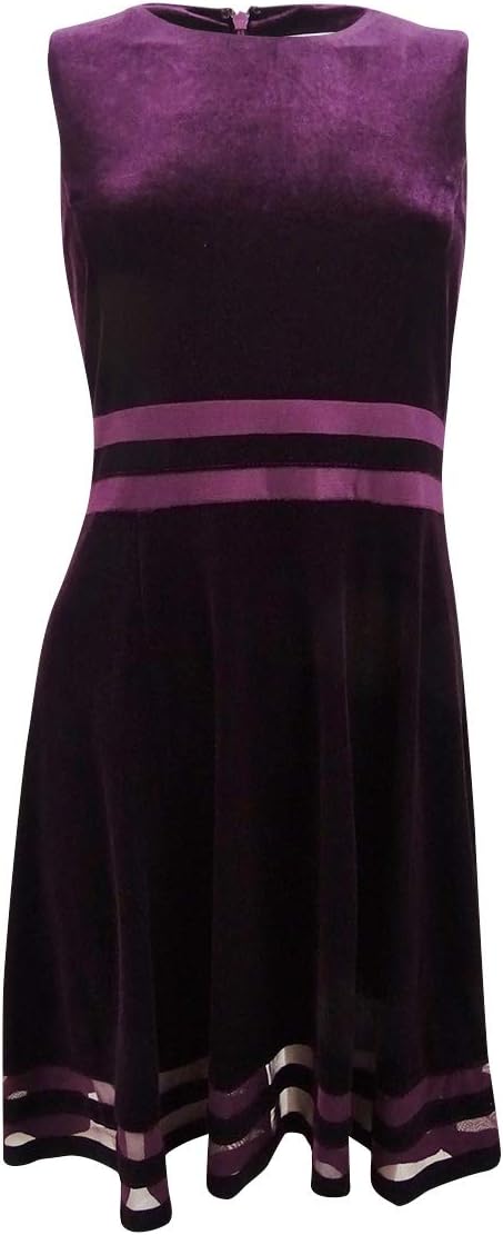 

Женское платье Calvin Klein Petite Velvet Illusion А-силуэта, Aubergine