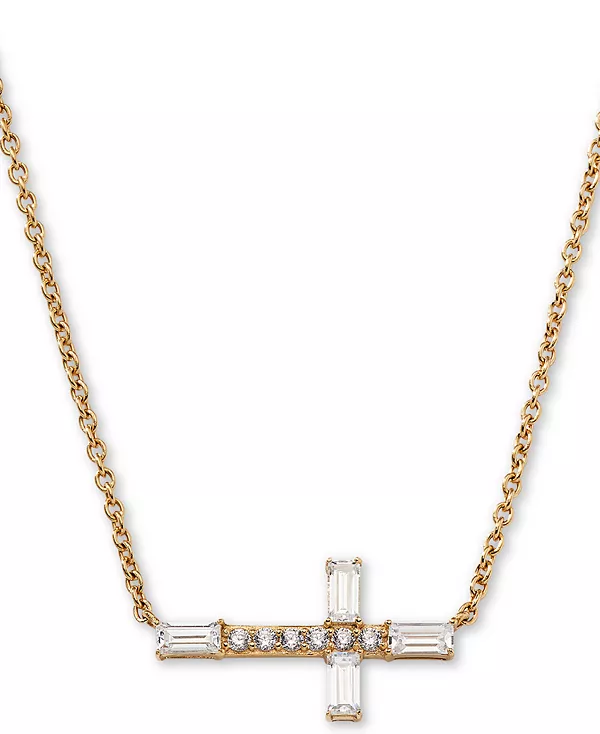 

Ожерелье с подвеской Ava Nadri с крестом "Восток-Запад", позолоченным 18-каратным золотом и кубическим цирконием, 16 дюймов + удлинитель 1 дюйм Ajoa, gold