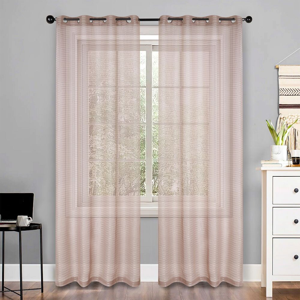

Комплект из 2 прозрачных оконных штор с люверсами SUPERIOR Jackson Stripe, цвет Taupe
