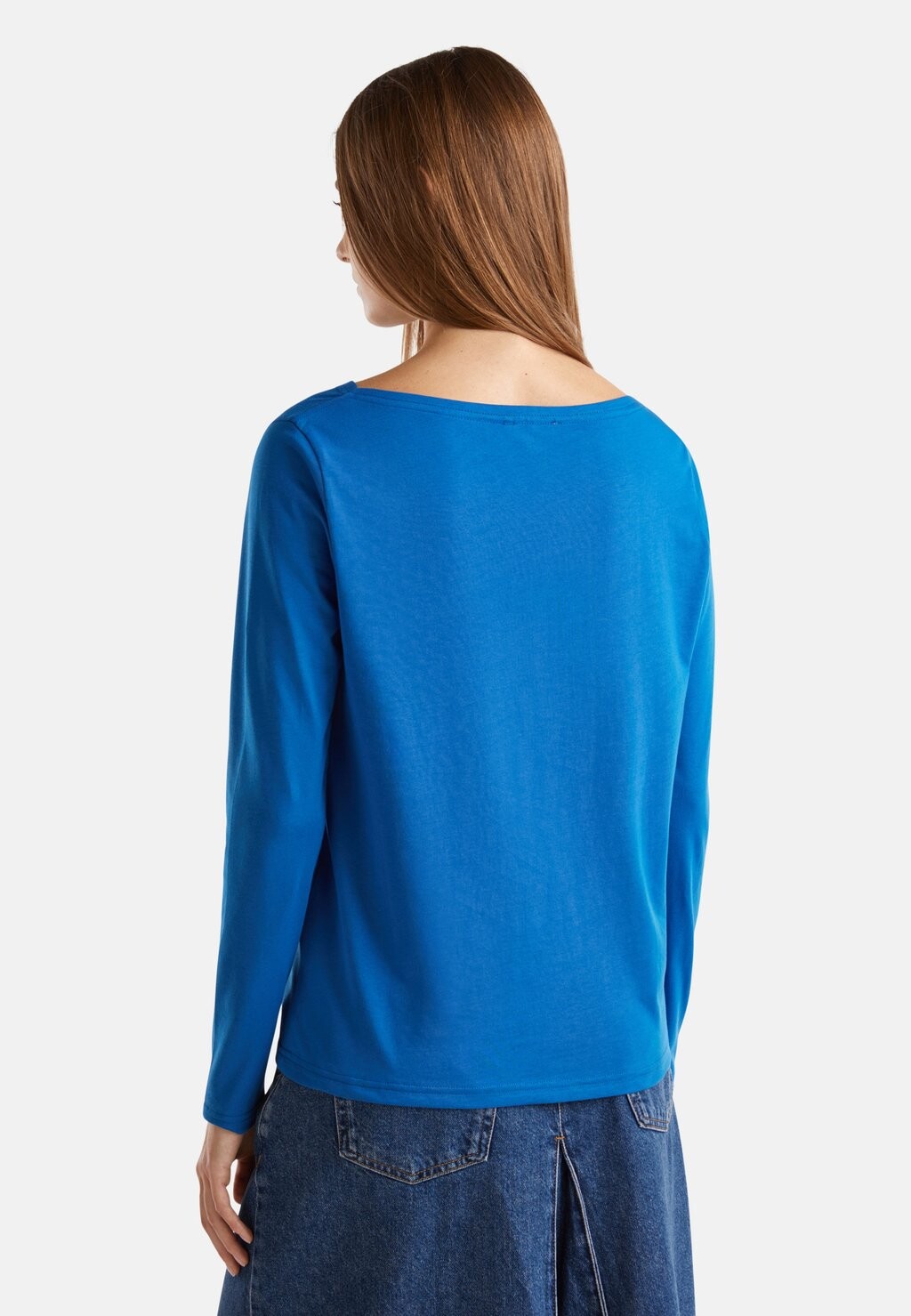 

Топ с длинными рукавами WITH BOAT NECK United Colors of Benetton, синий