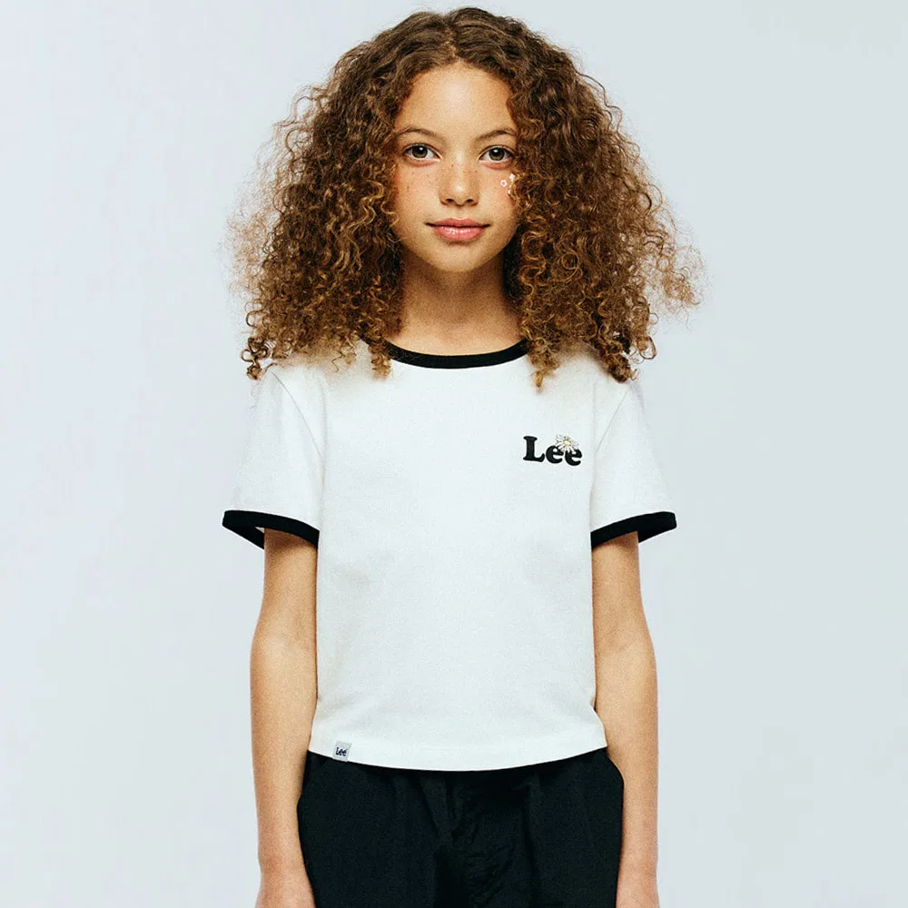 Детская белая футболка Daisy Ribbon Back Graphic Ringer от Lee Kids
