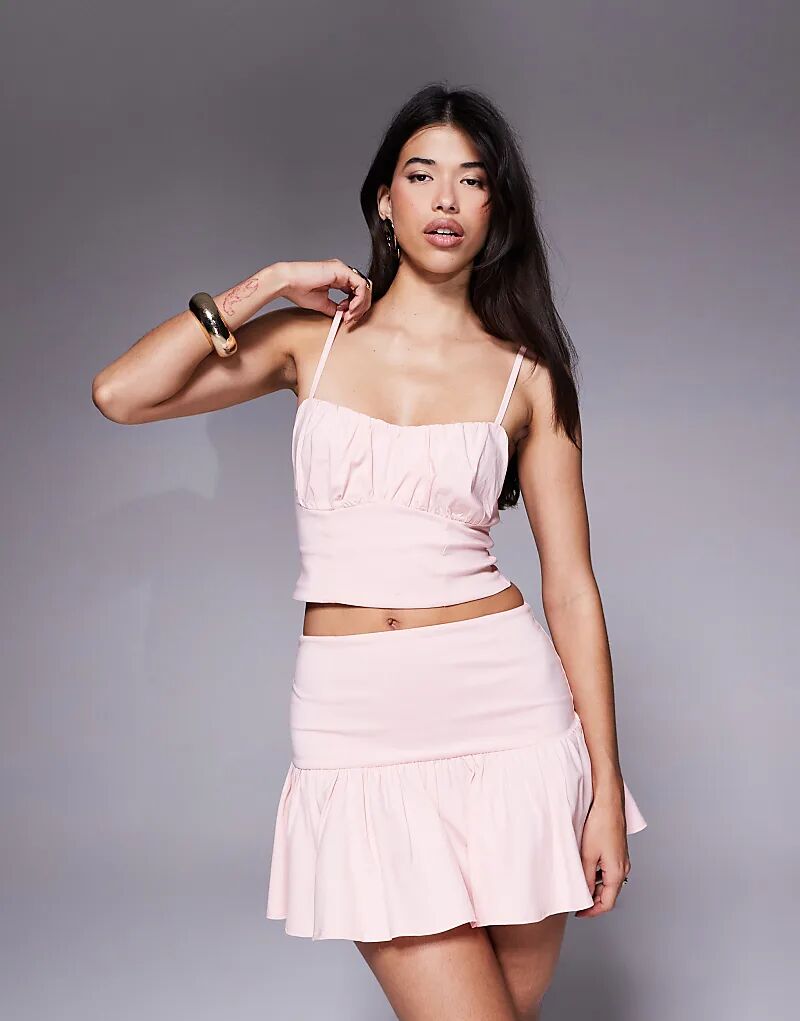 

Топ-корсет Bengaline с лифом-камиль ASOS DESIGN нежно-розового цвета с рюшами на груди
