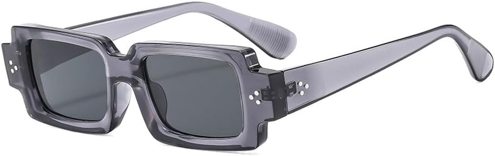 

Ретро маленькие прямоугольные солнцезащитные очки для женщин с заклепками, сине-желтые, с защитой от УФ-излучения UV400, модные мужские очки с прозрачными линзами в оправе SKFGNX, Grey Grey