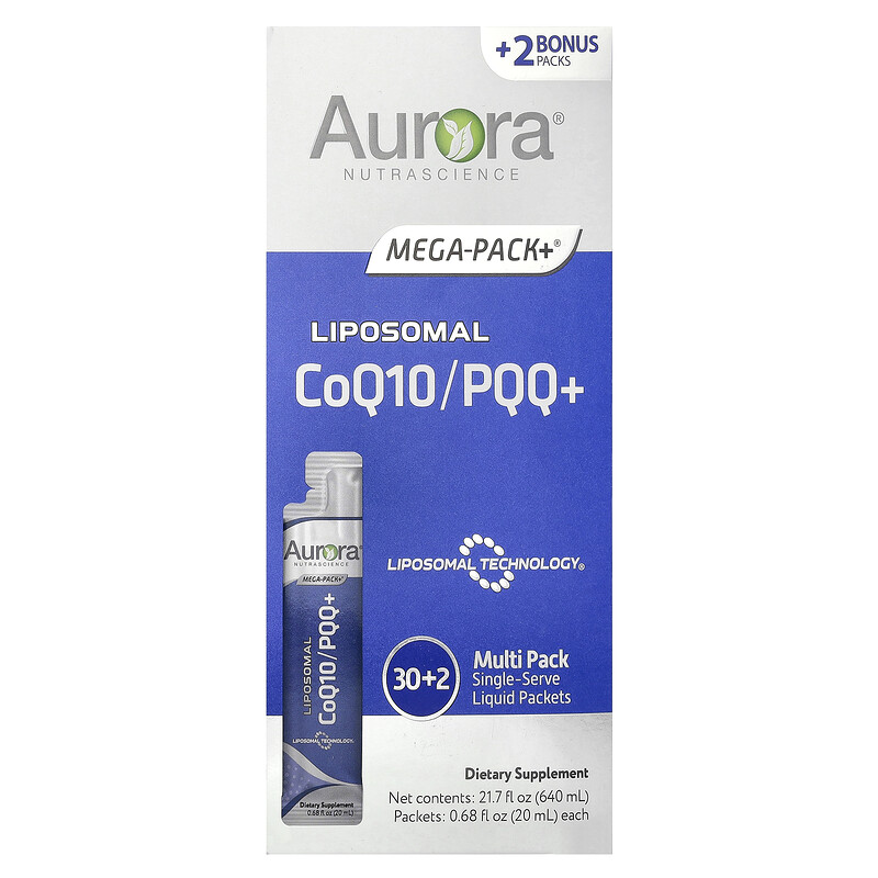 

Aurora Nutrascience, Липосомальный коэнзим Q10 / PQQ +, 32 пакетика по 20 мл (0,68 жидк. Унции)