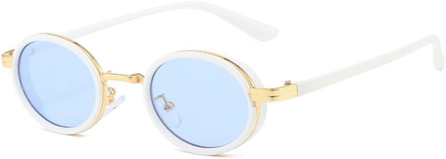 

Модные овальные солнцезащитные очки в стиле панк для женщин, винтажные градиентные очки с защитой от УФ-излучения UV400, трендовые солнцезащитные очки для мужчин TKKTLLT, White Blue