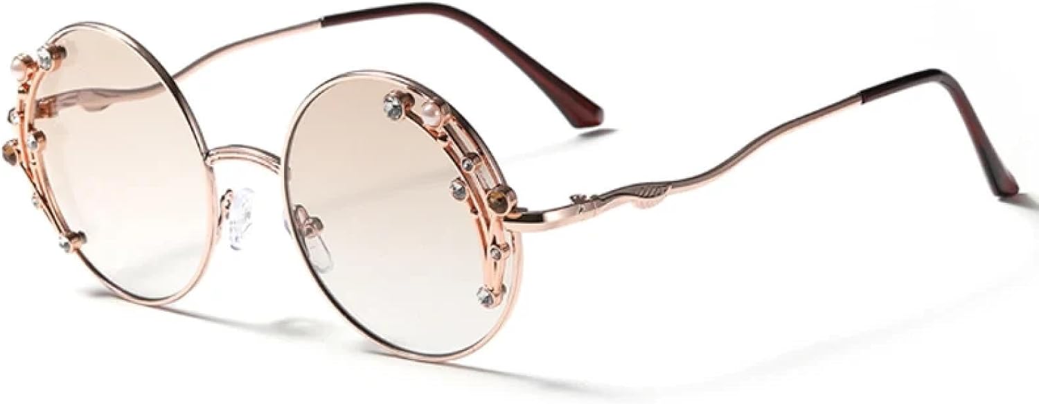 

Мужские солнцезащитные очки в стиле ретро с круглыми заклепками и металлической оправой, модные женские солнцезащитные очки с градиентным переходом цвета, защита от УФ-излучения UV400 TKKTLLT, Gradient Tea