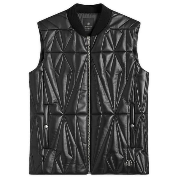 Жилет из кожи Rick Owens X Moncler Geocamo Flight, черный