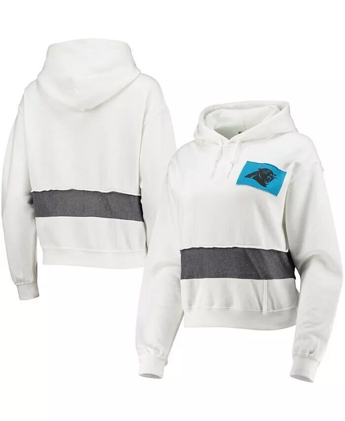 

Женский укороченный пуловер с капюшоном «летучая мышь» Carolina Panthers White Carolina Panthers Refried Apparel