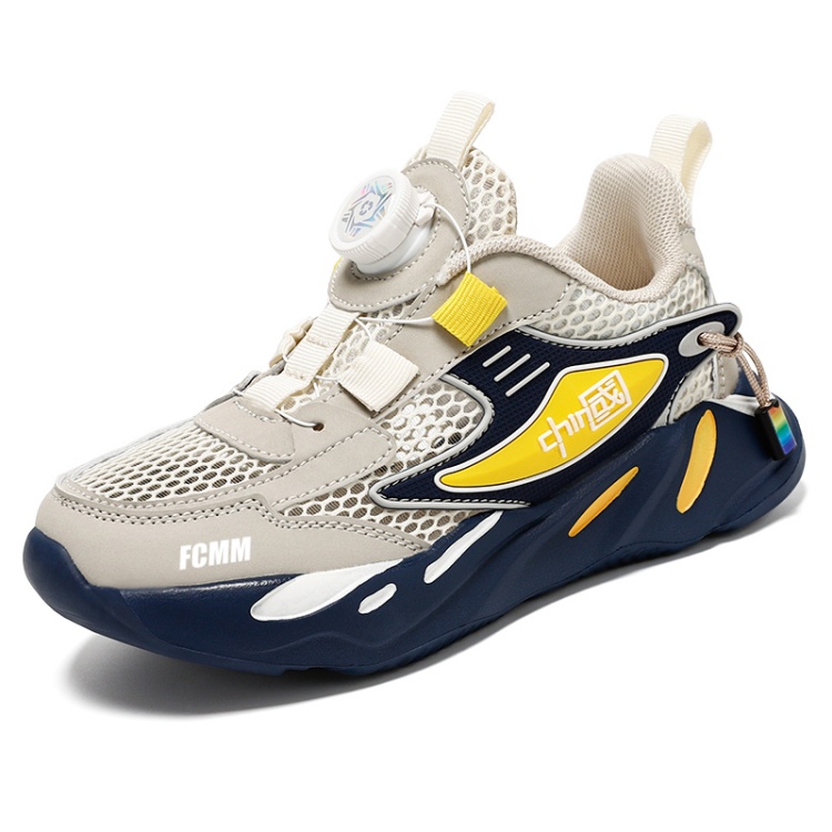 

Нескользящие и дышащие низкие повседневные кроссовки для детей FCMM, синий/желтый