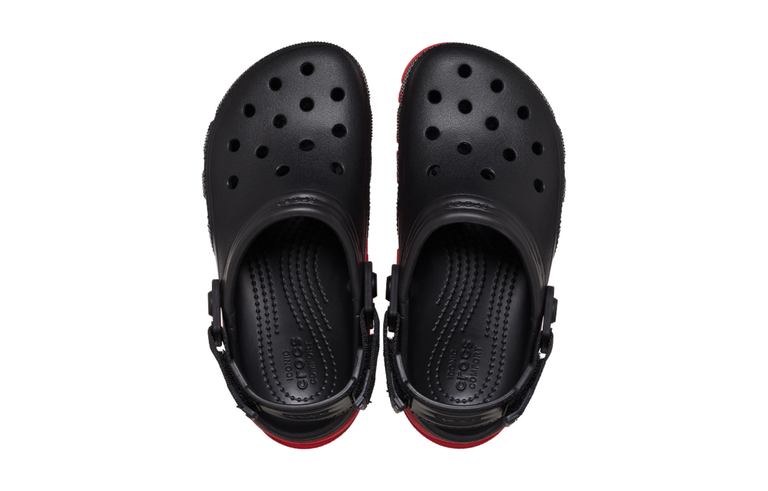 Скользостойкие амортизирующие детские сандалии Black Red Kids' Crocs — фото 3