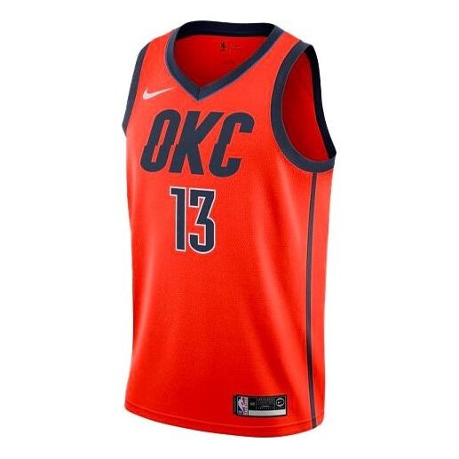 

Спортивная футболка nba basketball sports jersey sw fan edition thunder paul george no. 13 version limited orange Nike, оранжевый