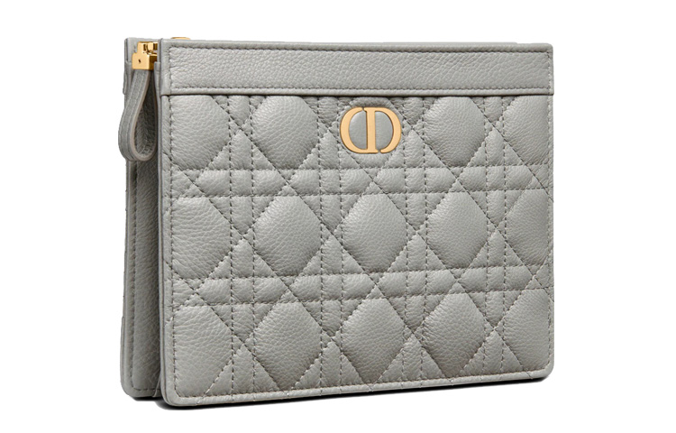 DIOR Клатч из мягкой телячьей кожи, женская сумка через плечо, кросс-боди серого цвета — фото 4