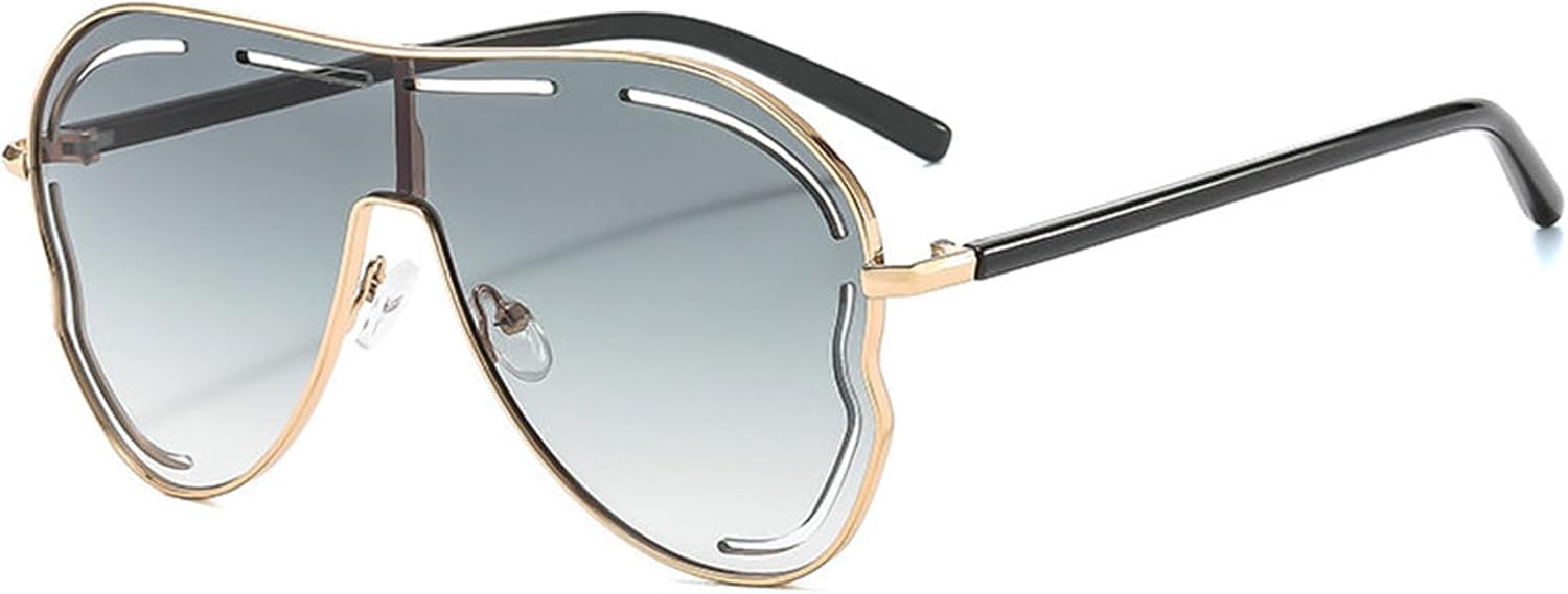 

Willochra Роскошные солнцезащитные очки в большой оправе, винтажные, увеличенного размера, в стиле «пилот», для женщин и мужчин, с полым градиентом, зеленые, защитные очки-маски, C7