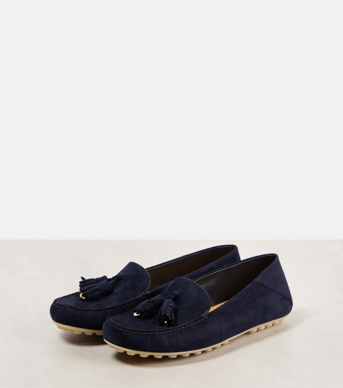 Туфли для вождения из замши Dot Sole Walk Loro Piana, Blue Navy/Sun Gold — фото 4