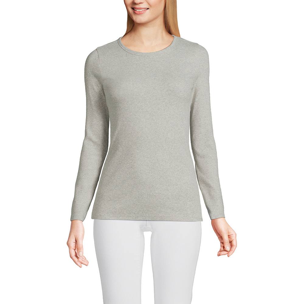 

Женская футболка Lands End Tall в микрорубашку Lands' End, цвет Gray Heather