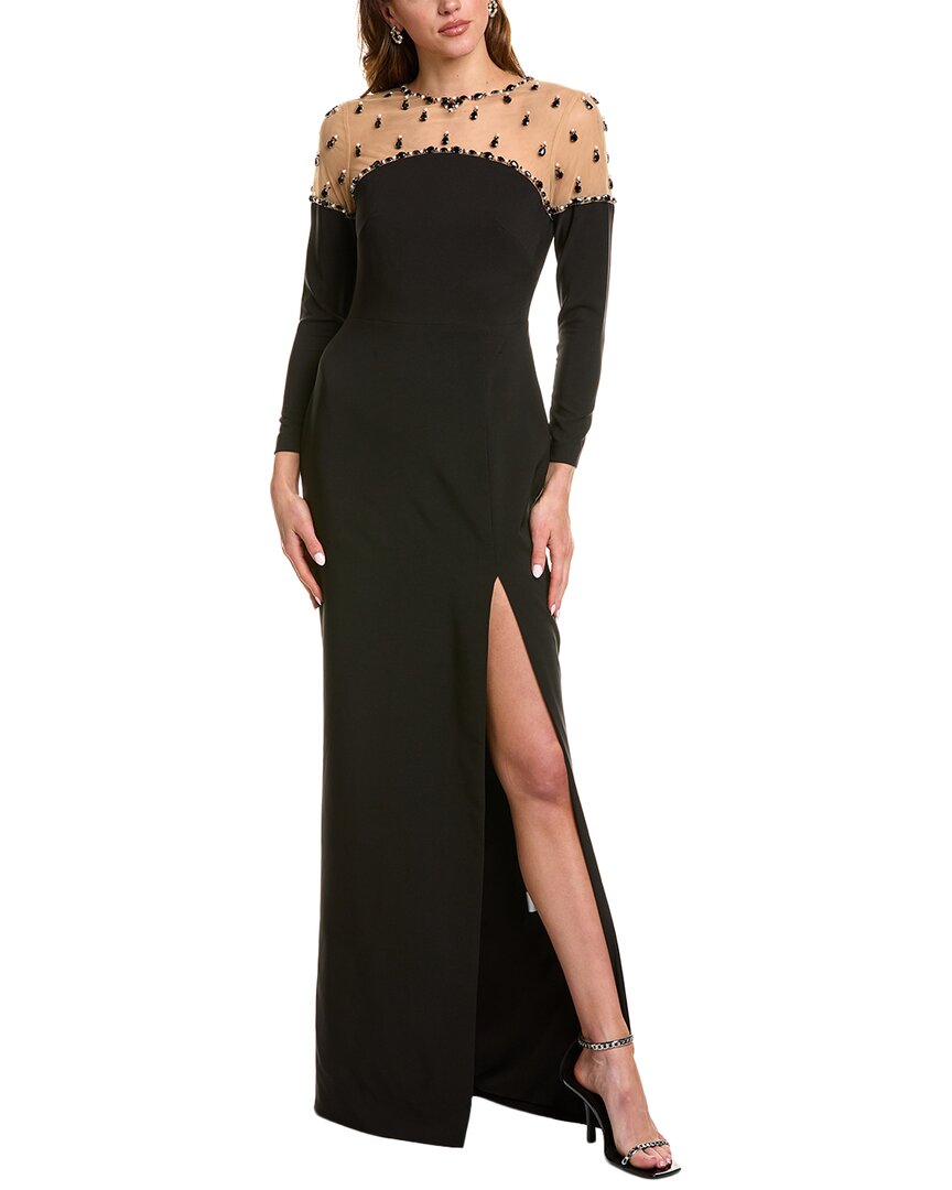 

Маркеса Нотте Креп макси платье Marchesa Notte, черный