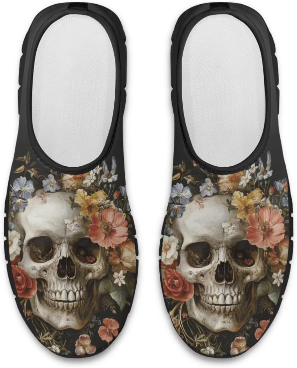 Лоферы без шнурков, унисекс Estailounic, Skull Boho Floral — фото 2