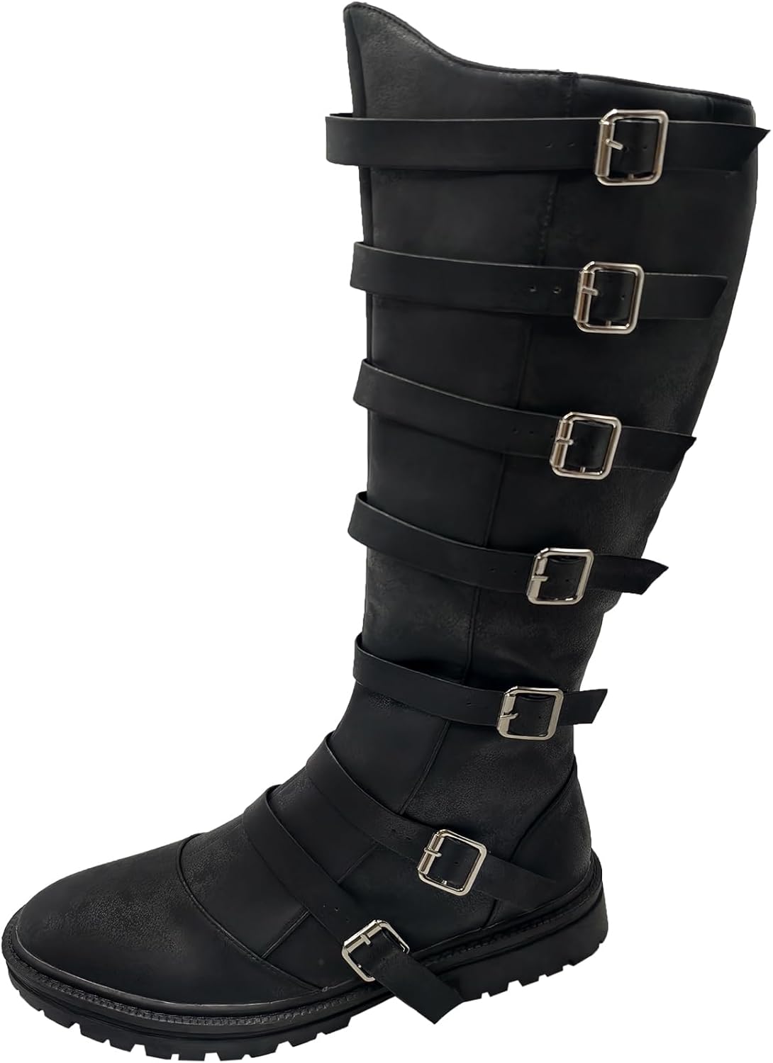 

Унисекс средневековые пиратские ботинки Мужские ренессансные ботинки для Хэллоуина из PU-кожи Готические косплей ботинки Junqiako, черный