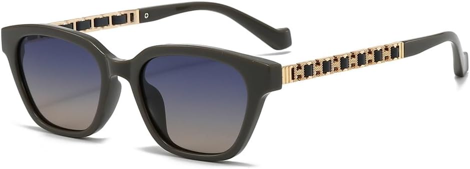 

Поляризованные солнцезащитные очки в маленькой оправе для женщин, солнцезащитные очки с цепочкой и полой оправой, женские очки с защитой от УФ-излучения UV400 HCPIHF, C2