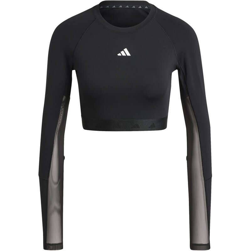 Рубашка гипергламурная тренировочная укороченная рубашка Adidas, черный