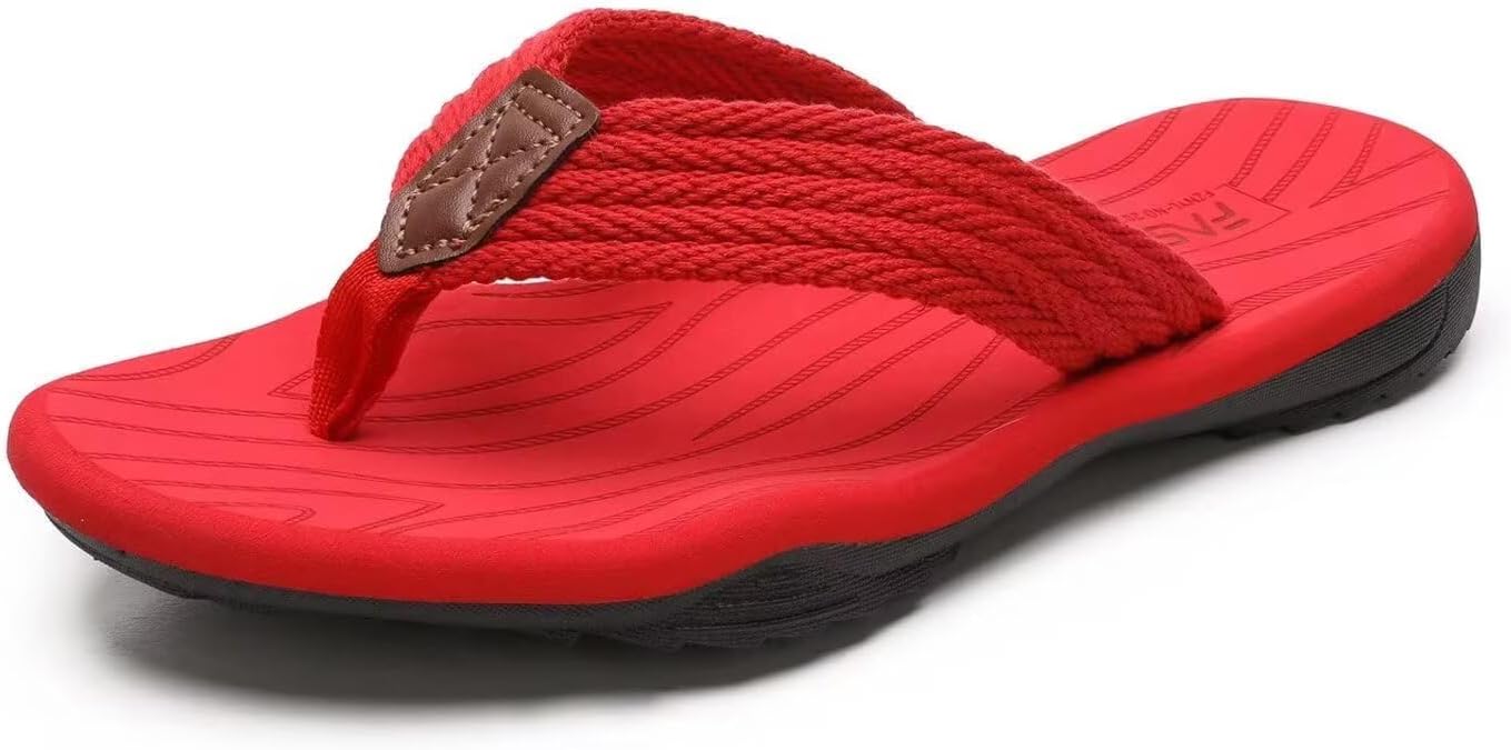 

Мужские сланцы H.Jiyao, удобные босоножки с поддержкой свода стопы для мужчин, летние пляжные шлепанцы, красный