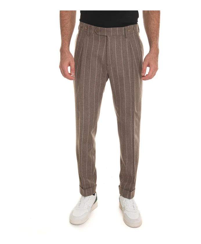 

Полосатые брюки-чиносы с клапаном Schneider Berwick, бежевый