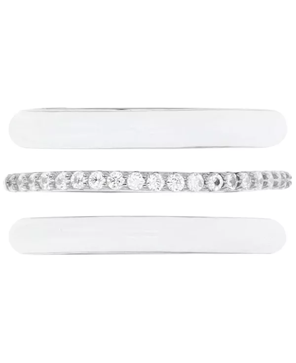 

Кольцо из трех предметов, эмаль и кубический цирконий, стерлинговое серебро Macy'S, silver