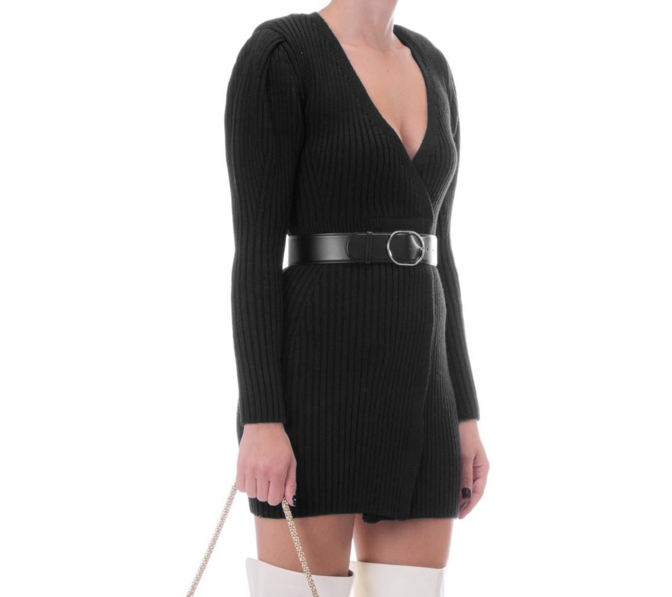 

Черное шерстяное женское трикотажное платье Elisabetta Franchi