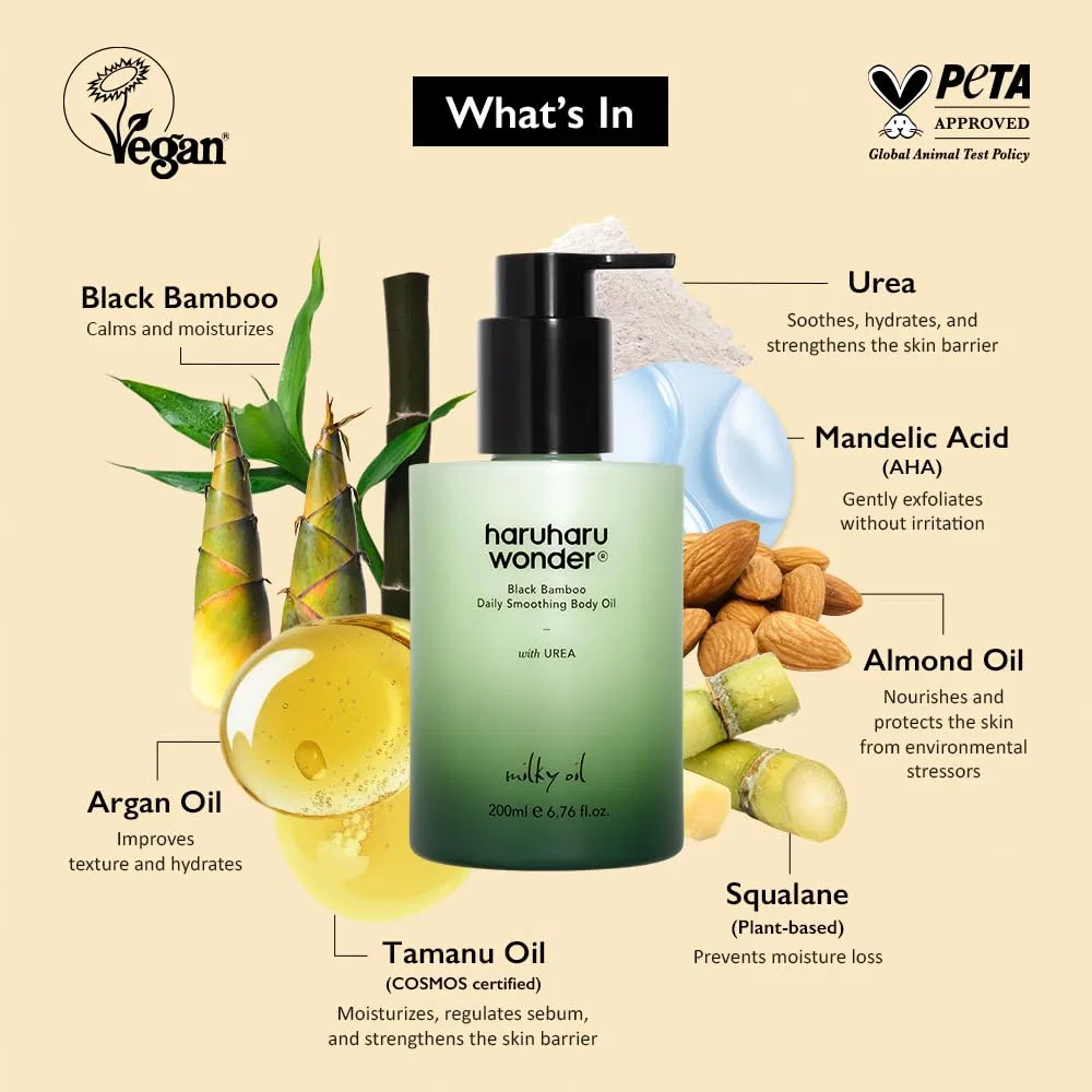 Разглаживающее масло для тела Black Bamboo Daily Smoothing, 200 мл Haruharu — фото 3