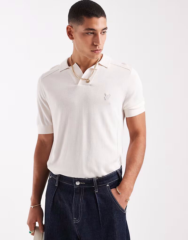 

Трикотажное поло Lyle & Scott Mid с отделкой швом из шелка медового цвета x679