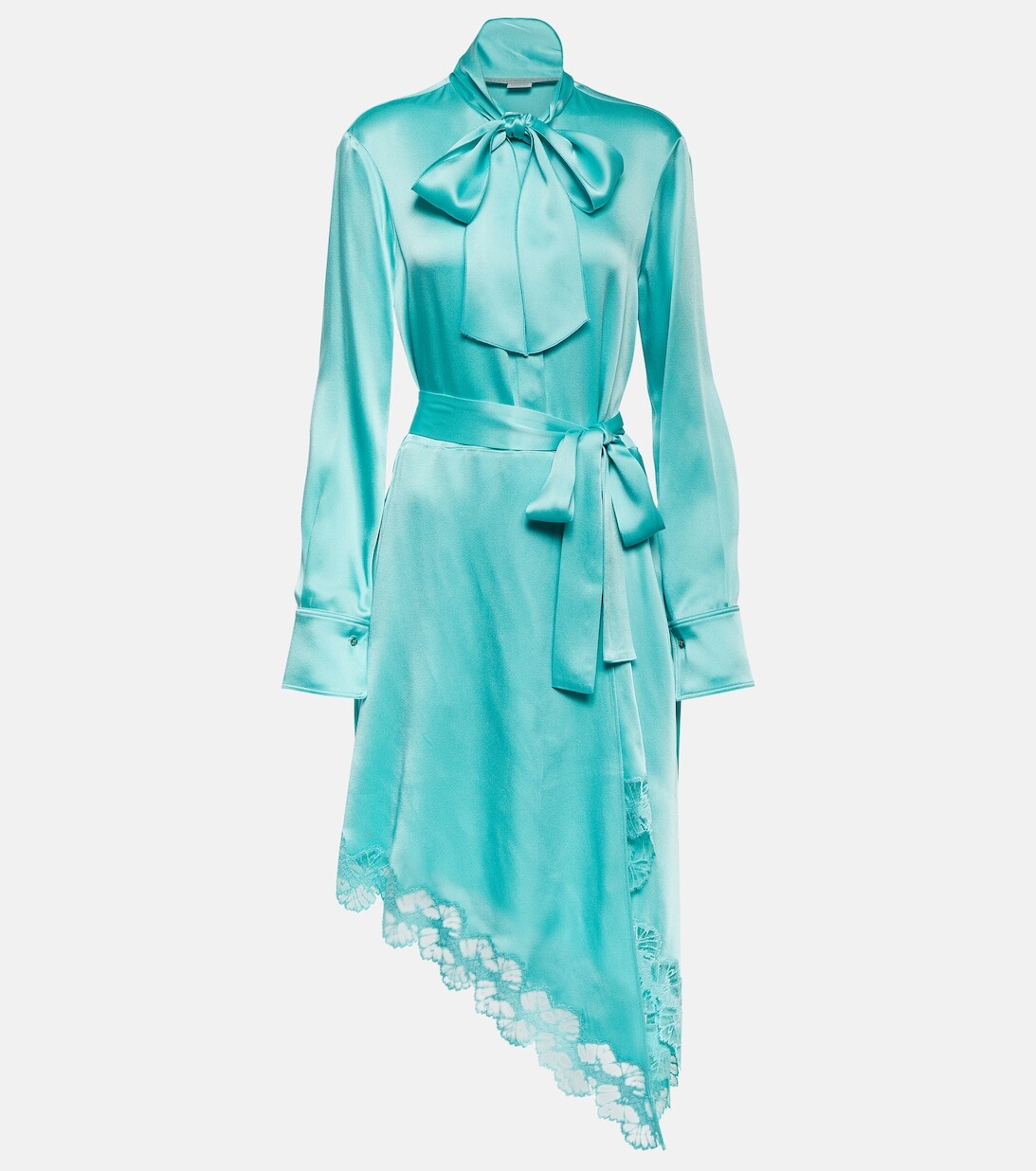 

Атласное платье миди с кружевом STELLA MCCARTNEY, синий
