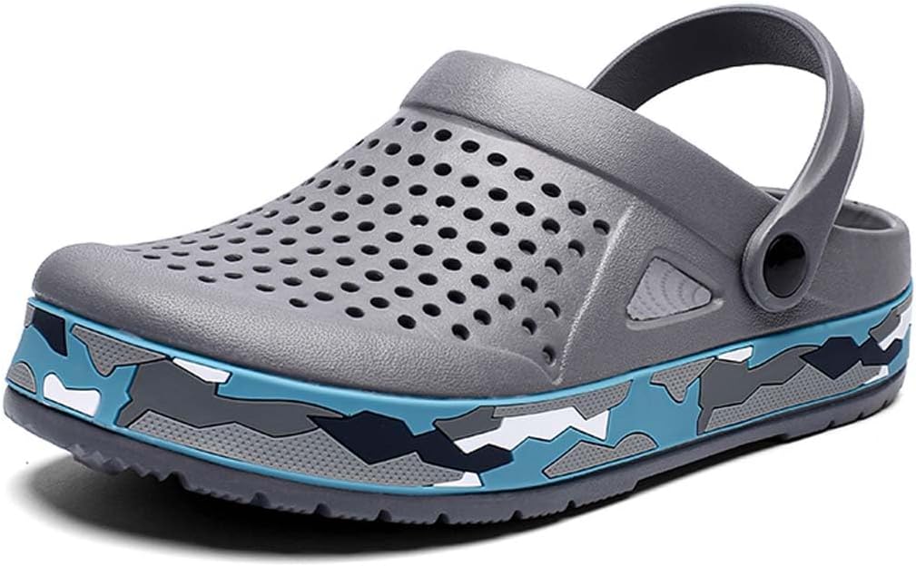 

HYDLONGR Мужские и женские дышащие верхние нескользящие плоские садовые сандалии, пляжные тапочки, сабо, мюли, обувь для дома и улицы, серый