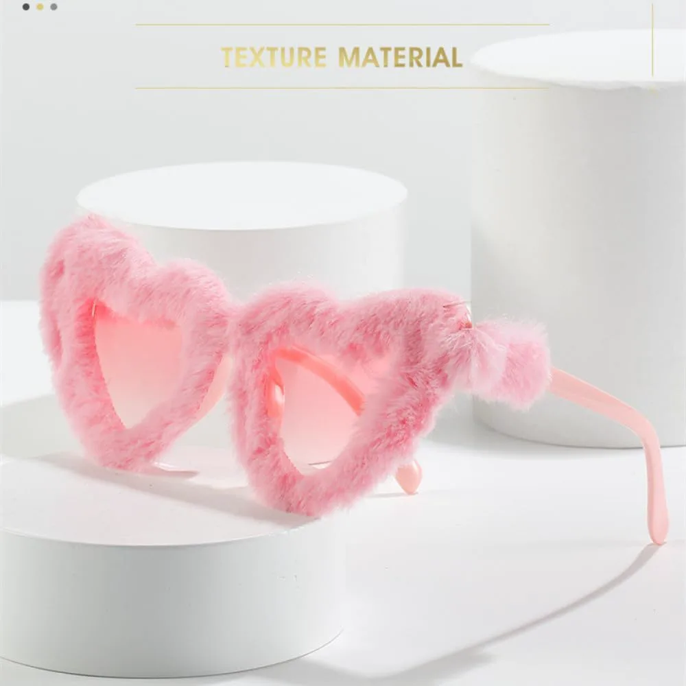 

Ретро-солнцезащитные очки в форме сердца из мягкого плюша для женщин и мужчин, розовые, модные, женские, для влюбленных, солнцезащитные очки UV400 TYUVIVO, Pink Gray