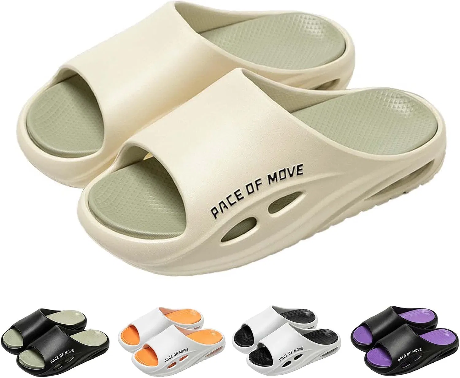 Badelatschen Herren Schlappen Strandschuhe Duschschuhe Ползунки для фитнеса Hausschuhe Latschen Pantoletten Sandalen rutschfeste Badeschuhe Badeschlapfen Тапочки RYTEJFES, Khaki — фото 3