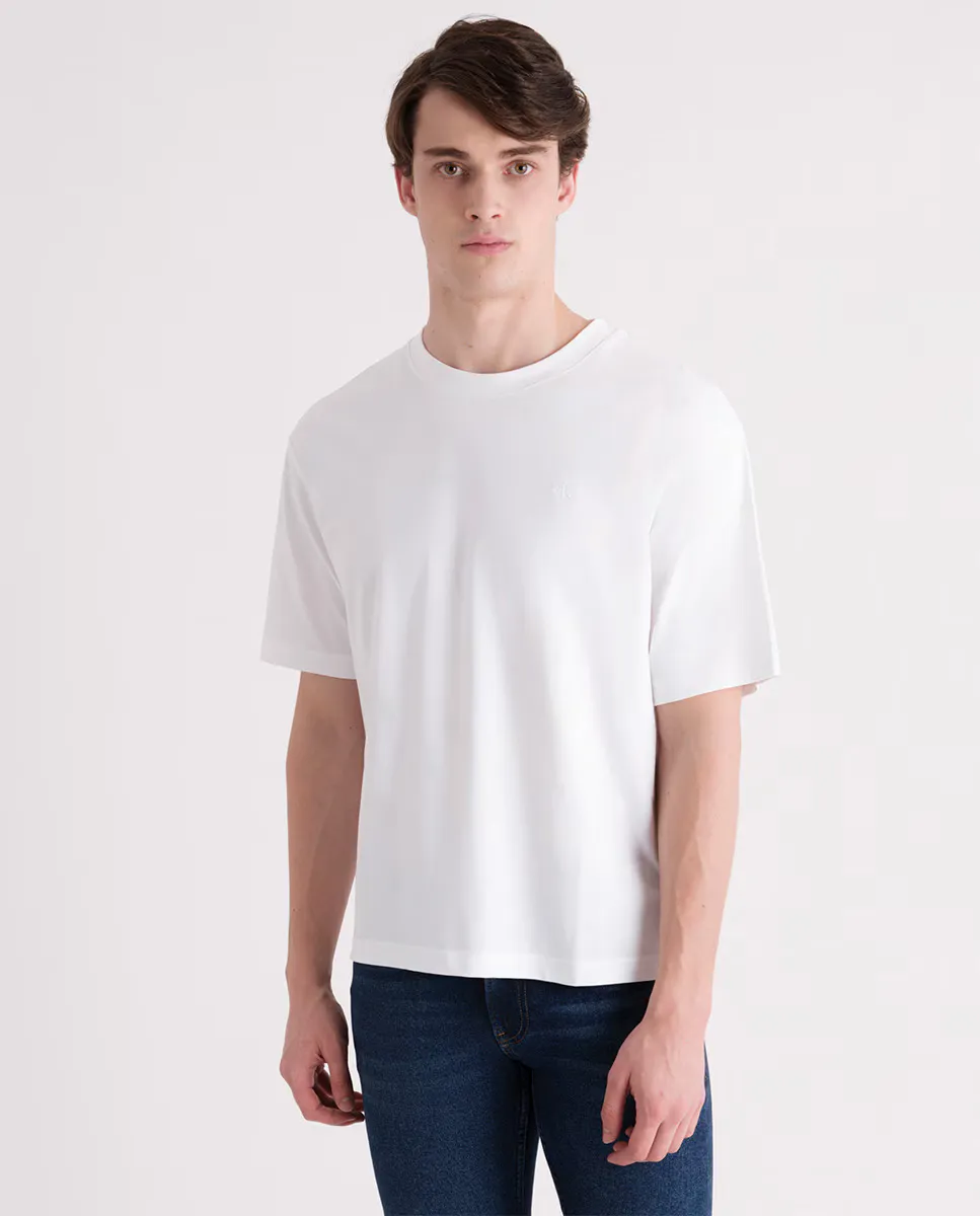 

Мужская футболка с коротким рукавом и принтом на спине Calvin Klein Jeans, белый