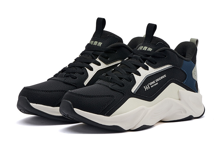 Кроссовки 361° Lifestyle Shoes Men Low-top Jet Black/pale Lime Blue, голубой — фото 3