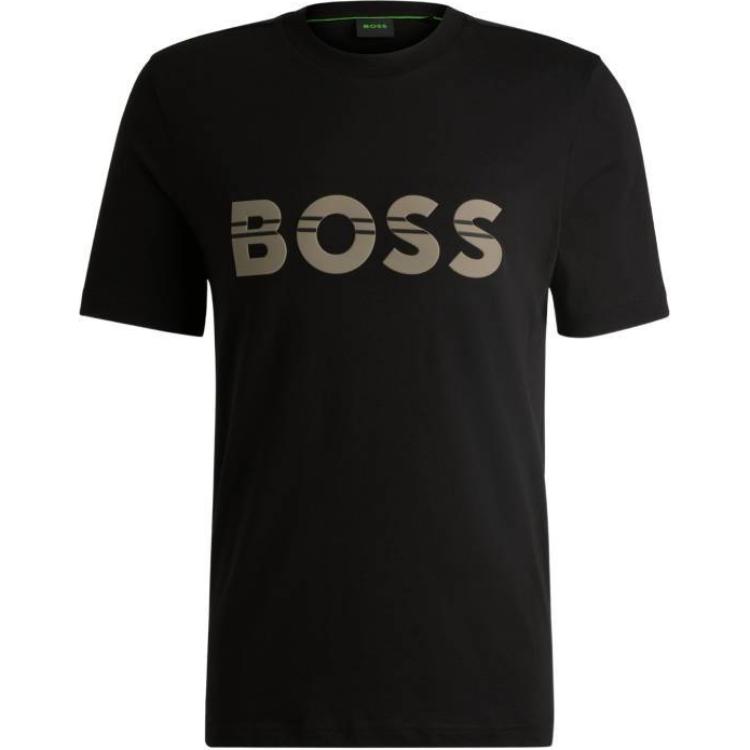 

Футболка с круглым вырезом и принтом логотипа HUGO BOSS, черный