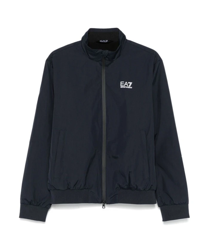 

Синяя куртка-бомбер с воротником-стойкой Emporio Armani Ea7, синий