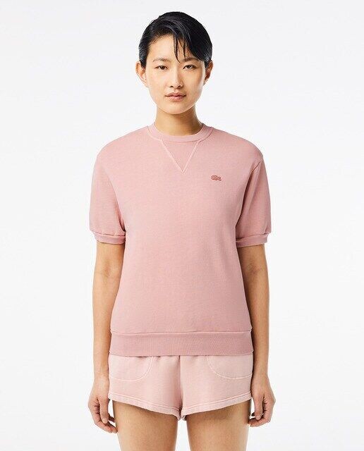 

Хлопковая махровая футболка с натуральной окраской Lacoste, розовый